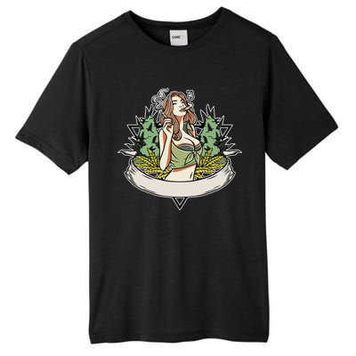 Cannabis Lady Smoking Pot Tall Fusion ChromaSoft Performance T-Shirt