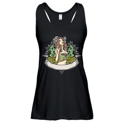 Cannabis Lady Smoking Pot Ladies Essential Flowy Tank