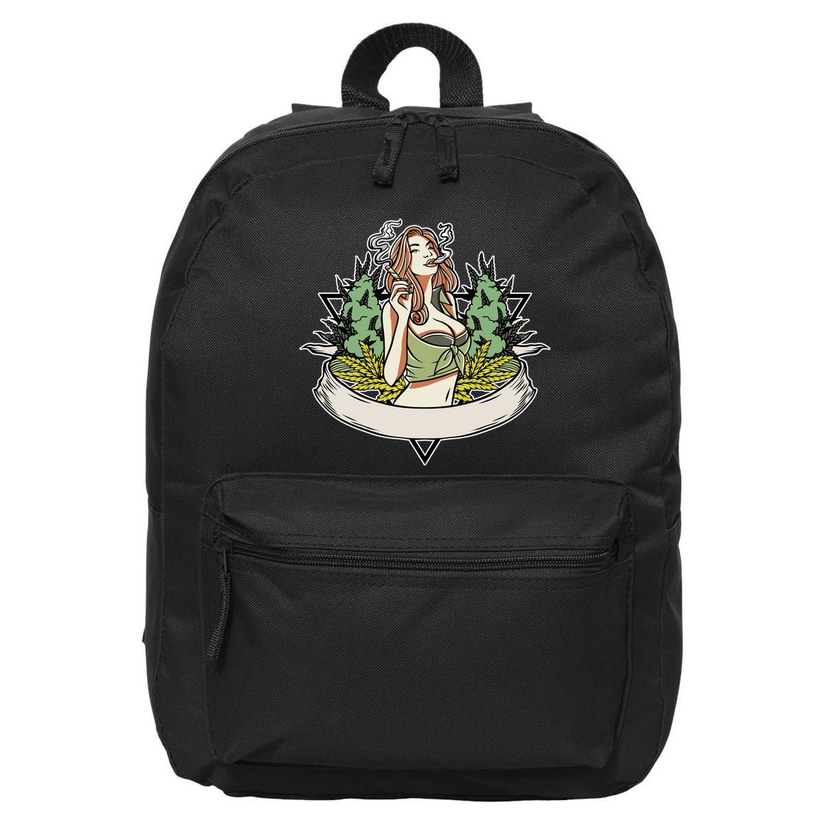 Cannabis Lady Smoking Pot 16 in Basic Backpack