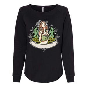 Cannabis Lady Smoking Pot Womens California Wash Sweatshirt