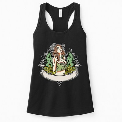 Cannabis Lady Smoking Pot Womens Tank Top