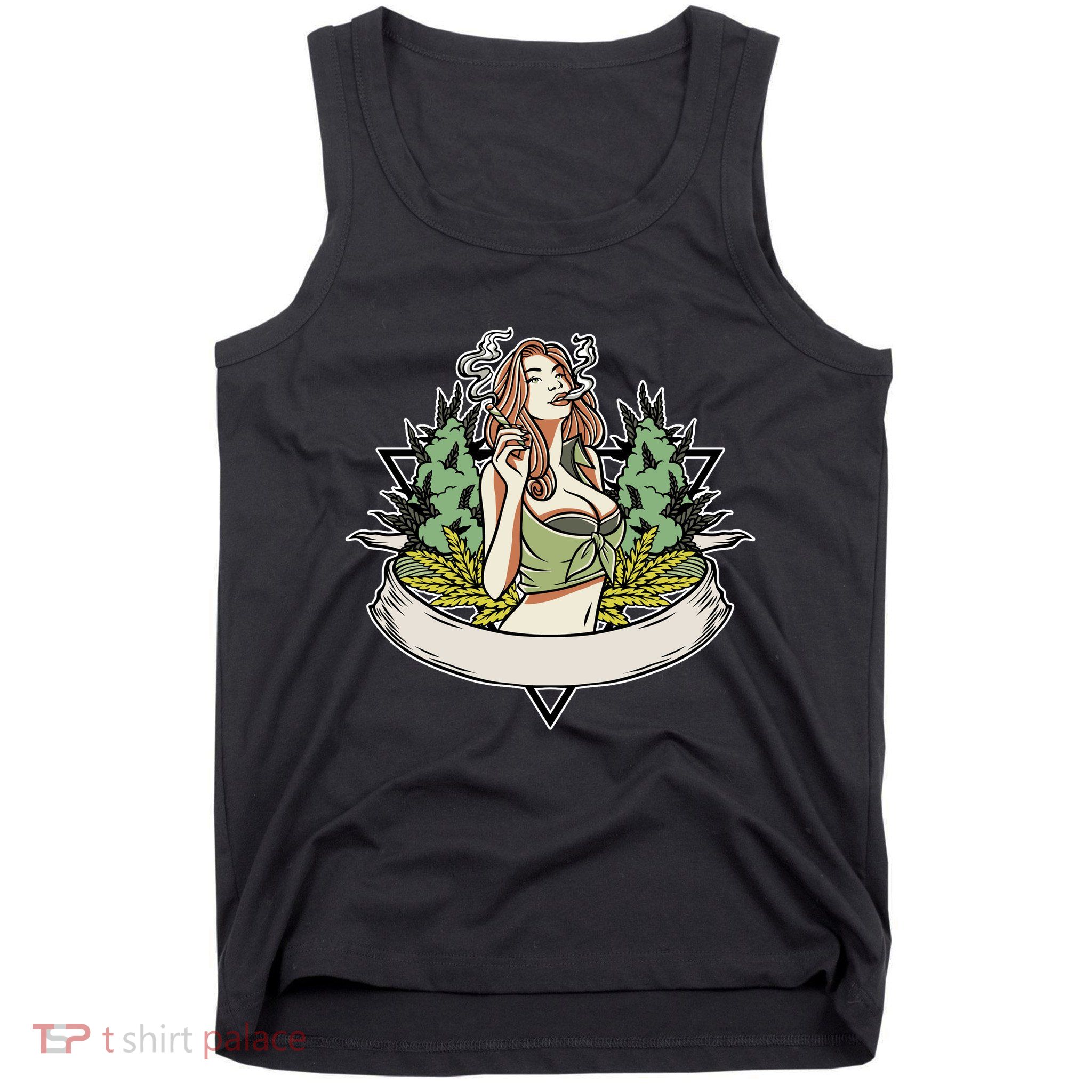 Cannabis Lady Smoking Pot Tank Top