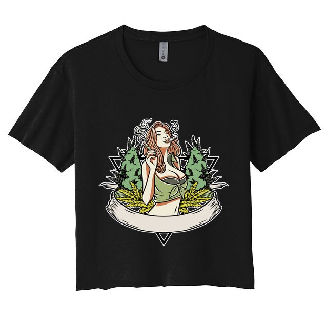 Cannabis Lady Smoking Pot Crop Top