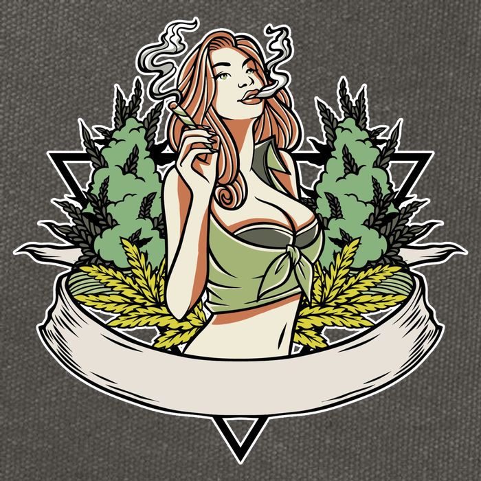Cannabis Lady Smoking Pot Cotton Canvas Backpack