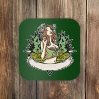 Cannabis Lady Smoking Pot Coaster