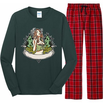 Cannabis Lady Smoking Pot Long Sleeve Pajama Set