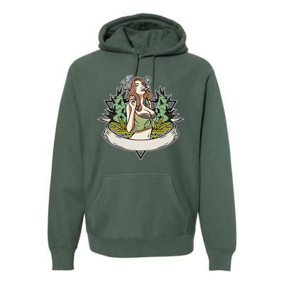 Cannabis Lady Smoking Pot Premium Hoodie