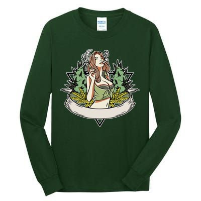 Cannabis Lady Smoking Pot Tall Long Sleeve T-Shirt