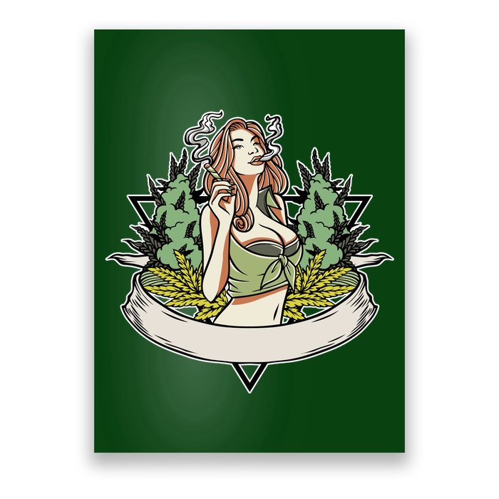 Cannabis Lady Smoking Pot Poster