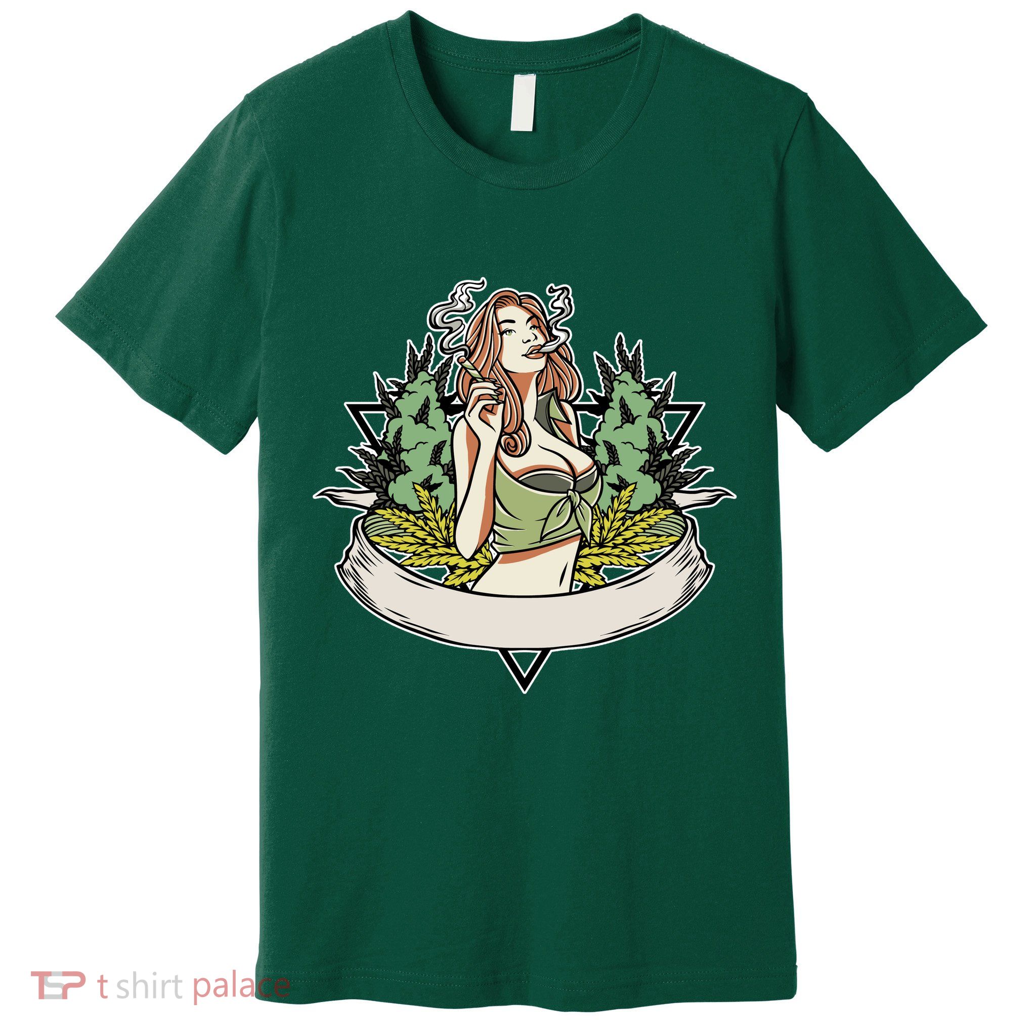 Cannabis Lady Smoking Pot Premium T-Shirt