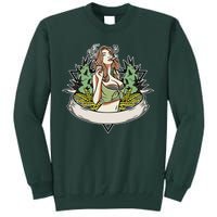 Cannabis Lady Smoking Pot Tall Sweatshirt