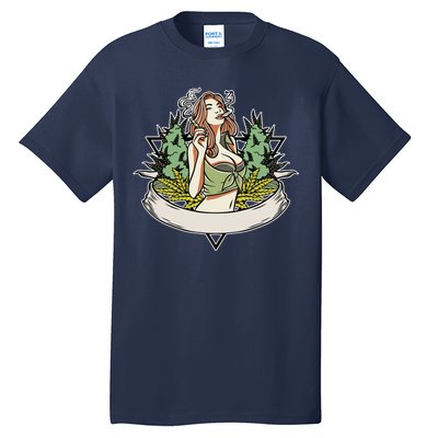 Cannabis Lady Smoking Pot Tall T-Shirt