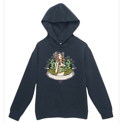 Cannabis Lady Smoking Pot Urban Pullover Hoodie