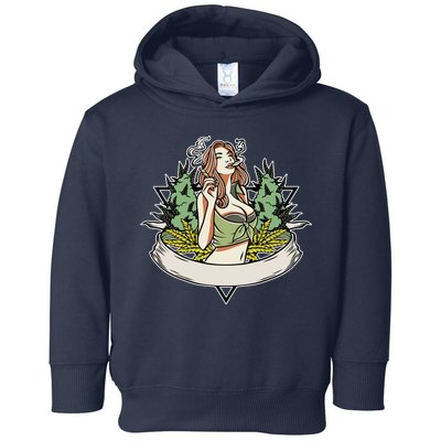 Cannabis Lady Smoking Pot Toddler Hoodie