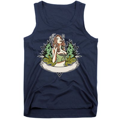 Cannabis Lady Smoking Pot Tank Top