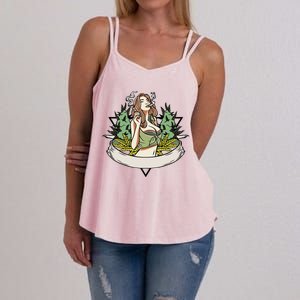 Cannabis Lady Smoking Pot Women's Strappy Tank