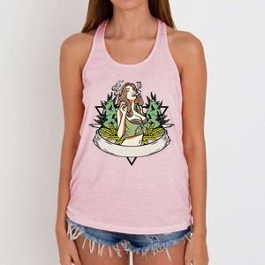 Cannabis Lady Smoking Pot Women's Knotted Racerback Tank