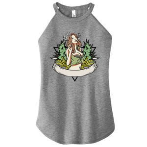 Cannabis Lady Smoking Pot Women's Perfect Tri Rocker Tank