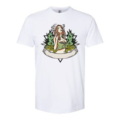 Cannabis Lady Smoking Pot Softstyle CVC T-Shirt