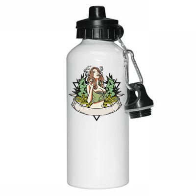 Cannabis Lady Smoking Pot Aluminum Water Bottle