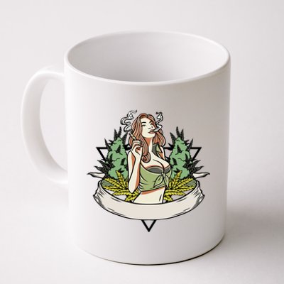 Cannabis Lady Smoking Pot Coffee Mug