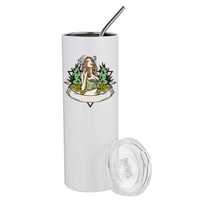 Cannabis Lady Smoking Pot Stainless Steel Tumbler