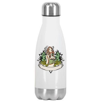 Cannabis Lady Smoking Pot Stainless Steel Insulated Water Bottle