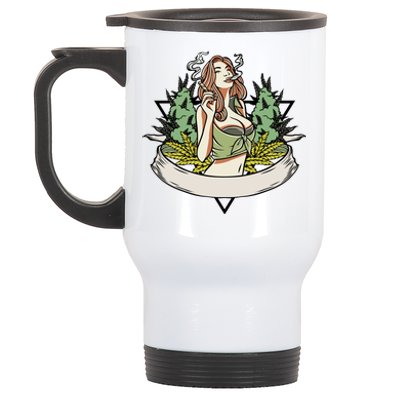 Cannabis Lady Smoking Pot Stainless Steel Travel Mug