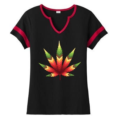 Cannabis Leaf Ladies Halftime Notch Neck Tee