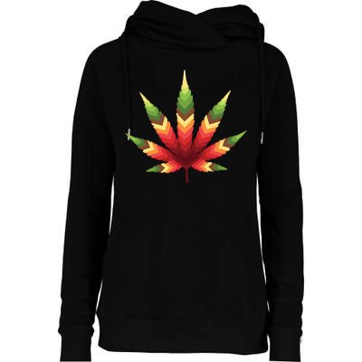 Cannabis Leaf Womens Funnel Neck Pullover Hood