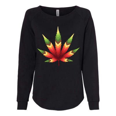 Cannabis Leaf Womens California Wash Sweatshirt