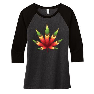 Cannabis Leaf Women's Tri-Blend 3/4-Sleeve Raglan Shirt