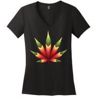 Cannabis Leaf Women's V-Neck T-Shirt