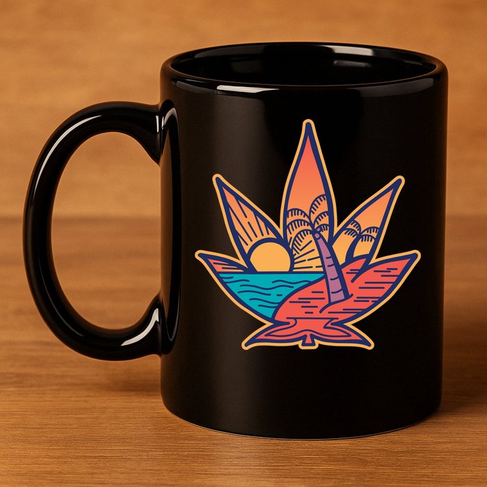 Cannabis Leaf Beach 11oz C Handle Ceramic Mug