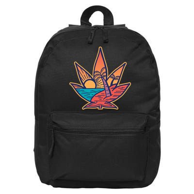 Cannabis Leaf Beach 16 in Basic Backpack