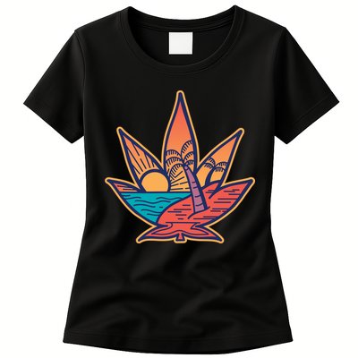 Cannabis Leaf Beach Womens T-Shirt
