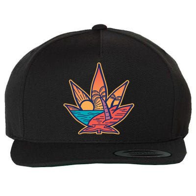 Cannabis Leaf Beach Wool Snapback Cap