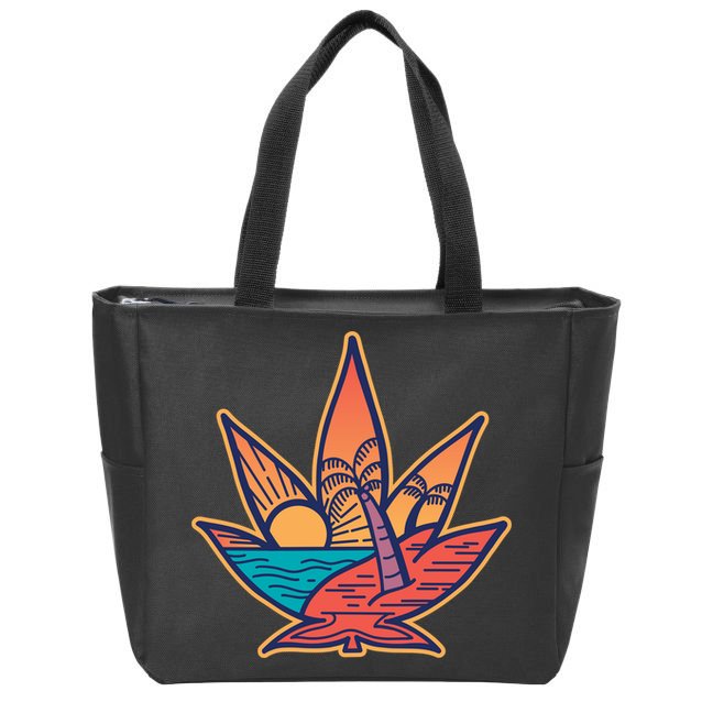 Cannabis Leaf Beach Zip Tote Bag