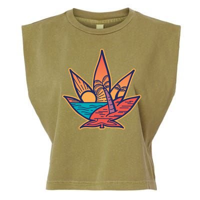 Cannabis Leaf Beach Garment-Dyed Women's Muscle Tee