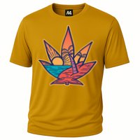 Cannabis Leaf Beach Cooling Performance Crew T-Shirt