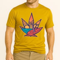 Cannabis Leaf Beach Cooling Performance Crew T-Shirt