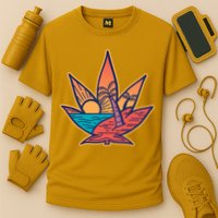 Cannabis Leaf Beach Cooling Performance Crew T-Shirt