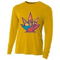Cannabis Leaf Beach Cooling Performance Long Sleeve Crew