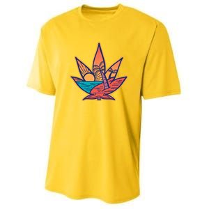 Cannabis Leaf Beach Youth Performance Sprint T-Shirt