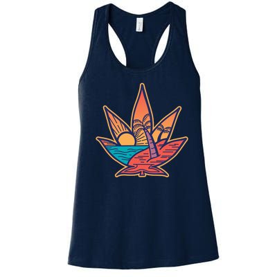 Cannabis Leaf Beach Women's Racerback Tank