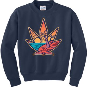 Cannabis Leaf Beach Kids Sweatshirt