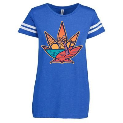 Cannabis Leaf Beach Enza Ladies Jersey Football T-Shirt