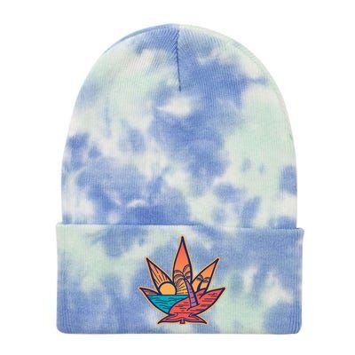 Cannabis Leaf Beach Tie Dye 12in Knit Beanie