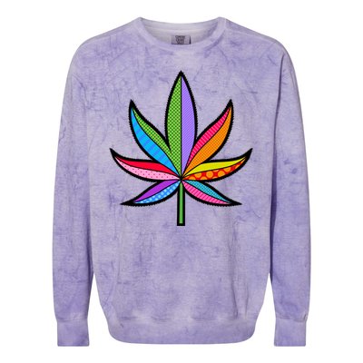 Cannabis Leaf Colorful Patterns Weed Colorblast Crewneck Sweatshirt