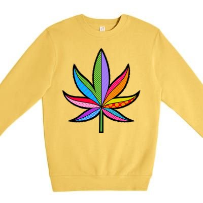 Cannabis Leaf Colorful Patterns Weed Premium Crewneck Sweatshirt